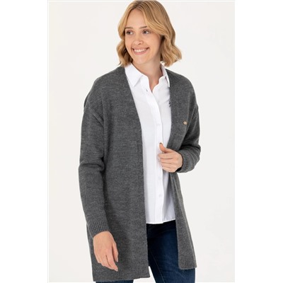 Kadın Gri Melanj Triko Hırka