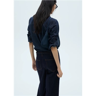 Jeans wideleg rinse wash cinturón