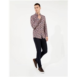 Turuncu Slim Fit Uzun Kollu Gömlek