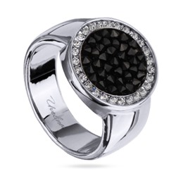 Кольцо Галактика (кристаллы SW черные; покрытие родий), Есть комплект