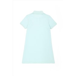 Kız Çocuk Su Yeşili Kısa Kol Örme Elbise