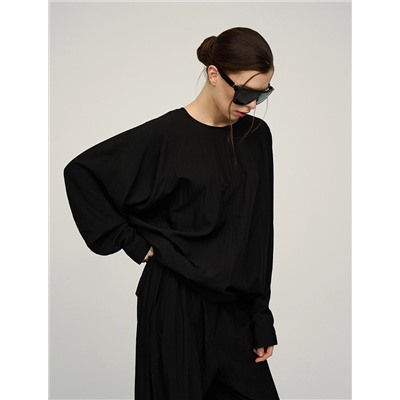 Черная блузка «Паук» с кольцом на рукаве