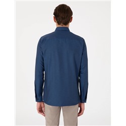 Lacivert Oxford Slim Fit Kolay Ütülenebilir Gömlek