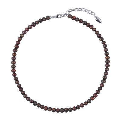 Колье (жемчуг шоколадный 5-6мм; покрытие родий) 38-45см, Есть комплект