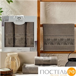 11827 Комп. Пол. TWO DOLPHINS махр. в короб. (50x90/2)(70х140/1) 3 шт. HAWAI серый