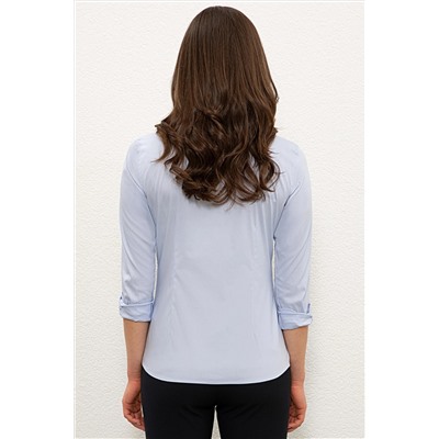 Kadın Açık Mavi Uzun Kollu Basic Gömlek