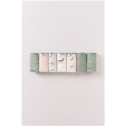 Pack 7 bragas clásicas algodón rosa y verde