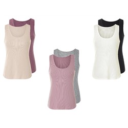 Damen Gerippte Tops, 2 Stück, in modischer Ripp-Qualität