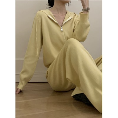 Женский свободный мягкий кардиган + широкие брюки, комплект из двух предметов