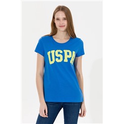 Kadın Saks Bisiklet Yaka Tişört