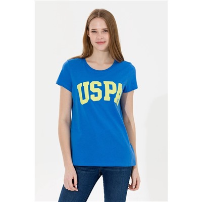 Kadın Saks Bisiklet Yaka Tişört