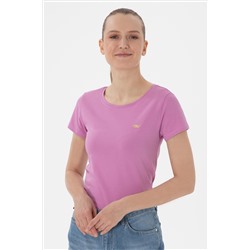 Kadın Pembe Bisiklet Yaka Basic Tişört