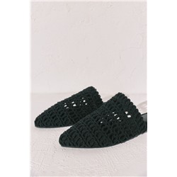 Sandalia mule crochet negra