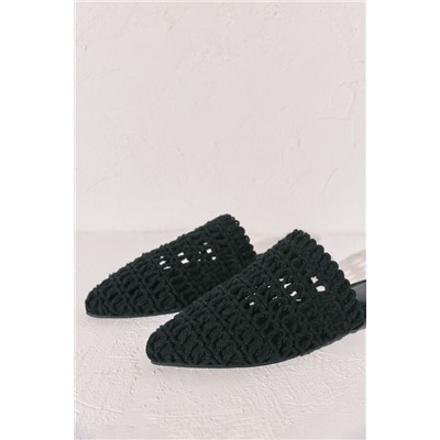 Sandalia mule crochet negra
