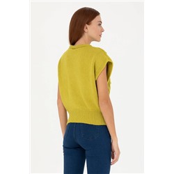 Kadın Fıstık Yeşili Bisiklet Yaka Kazak