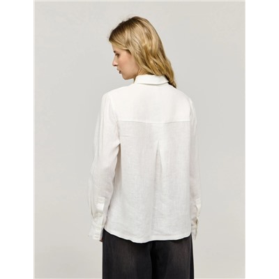 Белая рубашка изо льна на молнии