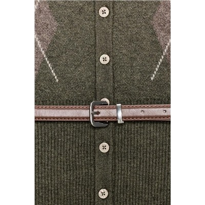 CHAQUETA PUNTO ROMBOS CINTURÓN