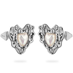 Серьги Страсть (смола белая; покрытие родий), Есть комплект