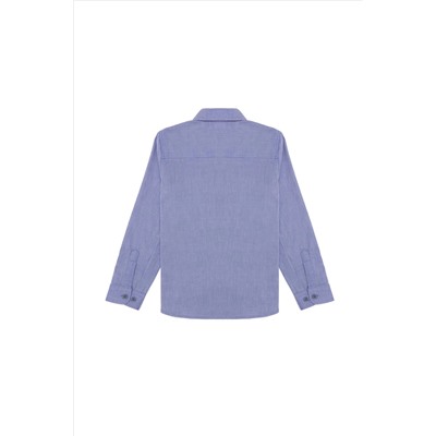 Erkek Çocuk Koyu Mavi Uzun Kollu Basic Gömlek