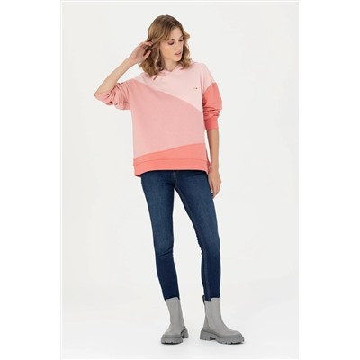 Kadın Somon Kapüşonlu Sweatshirt