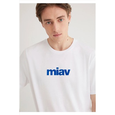 Mavi Miav Baskılı Beyaz Tişört Regular Fit / Normal Kesim 067153-620