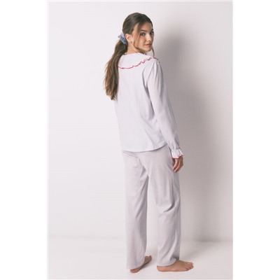 Pijama largo algodón cuello bobo