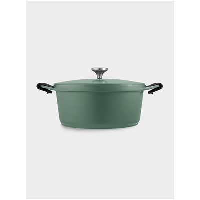 Кастрюля, 28 см, 6.3 л, с крышкой, с покрытием, алюминий, зелёная, Agile