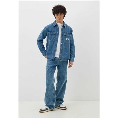 Мужская застиранная джинсовая куртка с длинными рукавами  СК