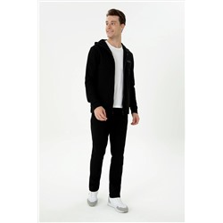 Erkek Siyah Kapüşonlu Örme Hırka