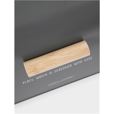 Хлебница, 30х17х18 см, металл/дерево, прямоугольная, графитовая, Local