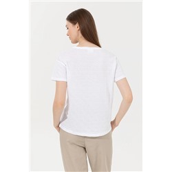 Kadın Beyaz Bisiklet Yaka Tişört