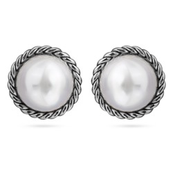 Серьги олд мани (Майорка 22мм белая; покрытие античное серебро), Есть комплект