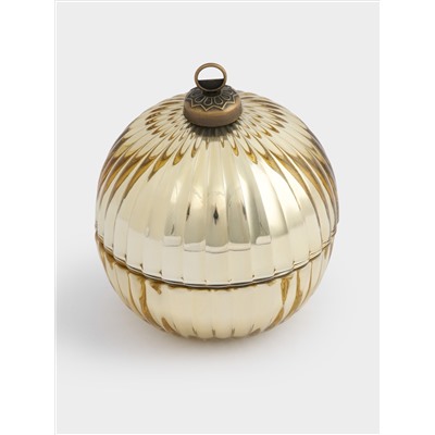 Емкость для хранения, 13х11 см, 180 мл, стекло/металл, шампань, Шар, Сhristmas time