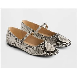 Snake Print Mary Jane Flats