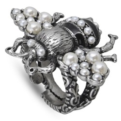 Кольцо (Майорка белая, эмаль черная; покрытие античное серебро), Есть комплект