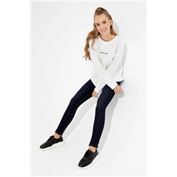Kadın Ekru Bisiklet Yaka Sweatshirt