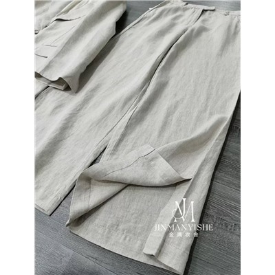 Женский льняной костюм пиджак + брюки (5 цветов) КО*С