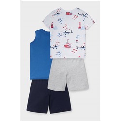 Set - Kurzarmshirt, Top und 2 Sweatshorts - Bio-Baumwolle