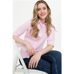 Kadın Pudra Uzun Kollu Basic Gömlek