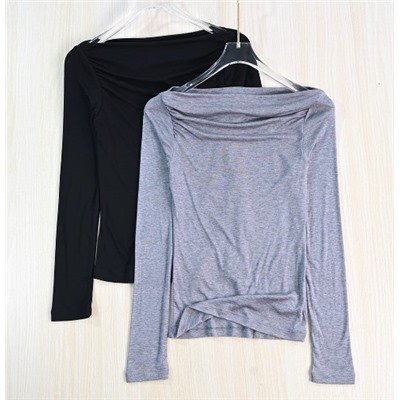 Женская футболка из тонкой шерсти с плиссировкой на одно плечо  МАССИМО Д