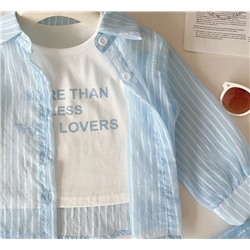 Детский полосатый костюм-тройка для девочек