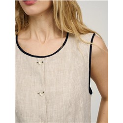 Бежевый жилет изо льна с кантами