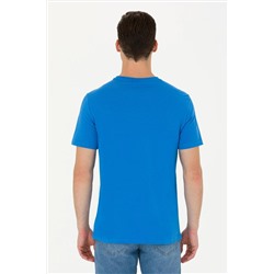 Erkek Saks Bisiklet Yaka Tişört