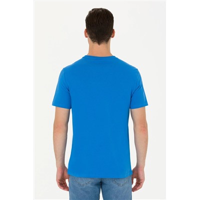 Erkek Saks Bisiklet Yaka Tişört