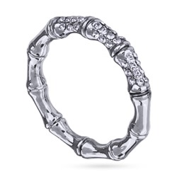 Кольцо Бамбук (кристаллы белые; покрытие родий), Есть комплект