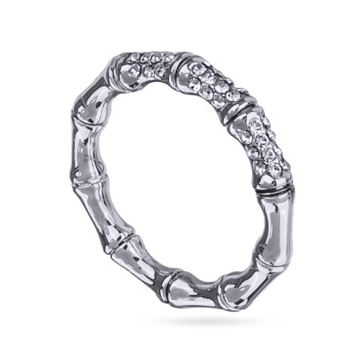 Кольцо Бамбук (кристаллы белые; покрытие родий), Есть комплект