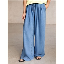 Брюки-палаццо с поясом на резинке из джинсового лиоцелла