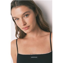 Top recto sin costuras canalé negro