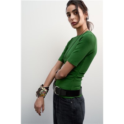 GATHERED INTERLOCK T-SHIRT