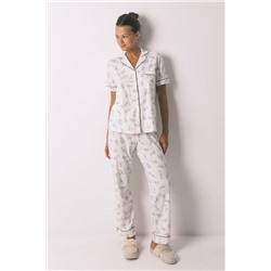 Pijama camisero largo 100% algodón blanco Piolín